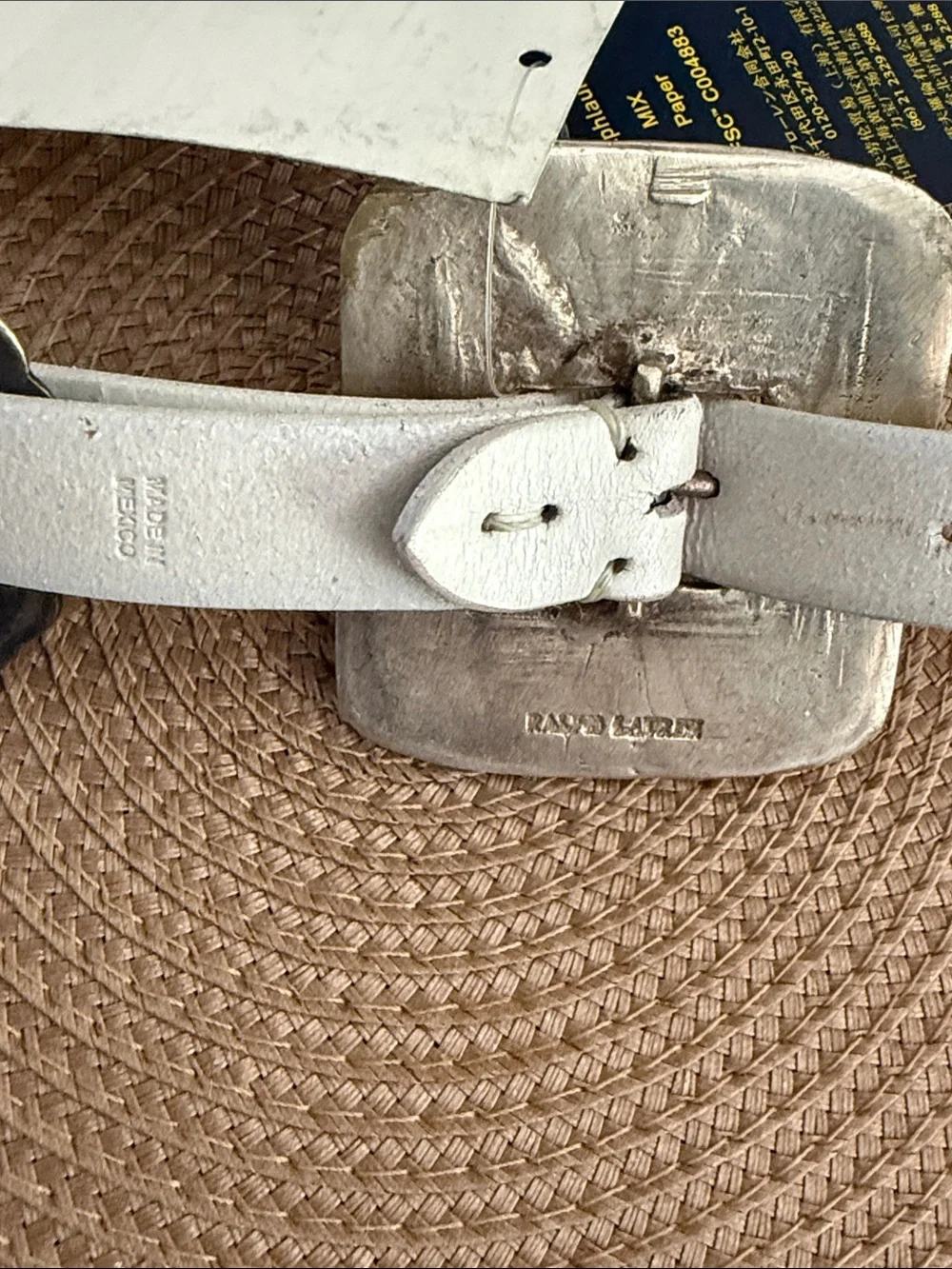 Polo by Ralph Lauren White Leather Belt with Silver Concho Medallions SRP$ 598